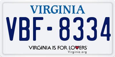 VA license plate VBF8334