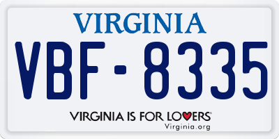 VA license plate VBF8335