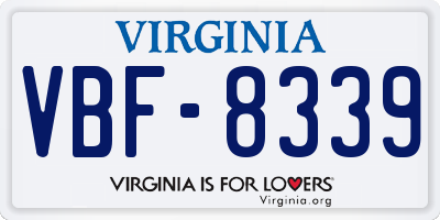 VA license plate VBF8339