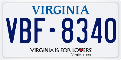 VA license plate VBF8340