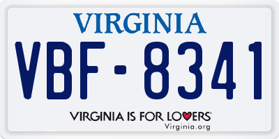 VA license plate VBF8341