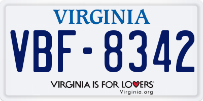 VA license plate VBF8342