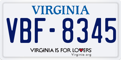 VA license plate VBF8345