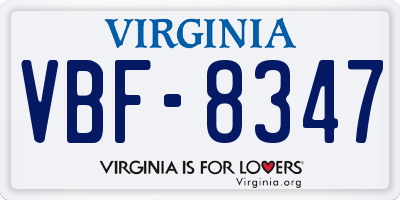 VA license plate VBF8347
