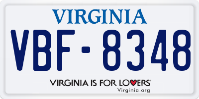 VA license plate VBF8348