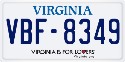 VA license plate VBF8349
