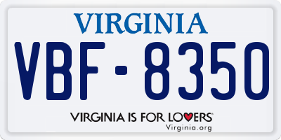 VA license plate VBF8350