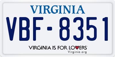 VA license plate VBF8351