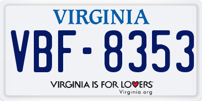 VA license plate VBF8353