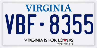 VA license plate VBF8355