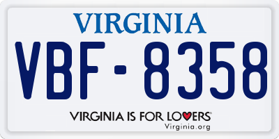 VA license plate VBF8358