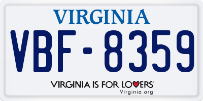 VA license plate VBF8359