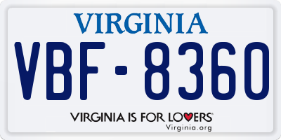 VA license plate VBF8360