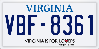 VA license plate VBF8361