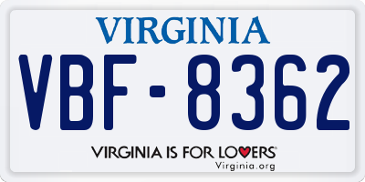 VA license plate VBF8362