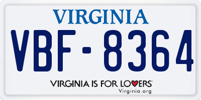 VA license plate VBF8364