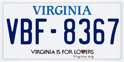 VA license plate VBF8367