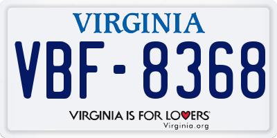 VA license plate VBF8368
