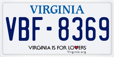 VA license plate VBF8369