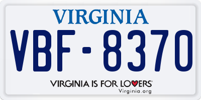 VA license plate VBF8370