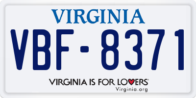 VA license plate VBF8371