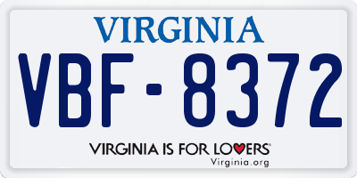 VA license plate VBF8372