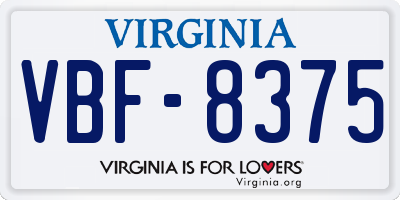 VA license plate VBF8375