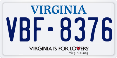 VA license plate VBF8376