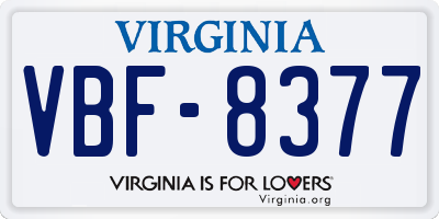 VA license plate VBF8377