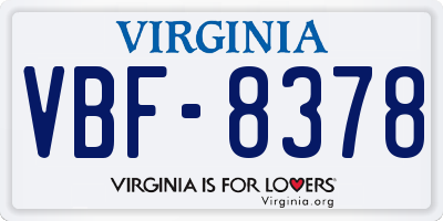 VA license plate VBF8378