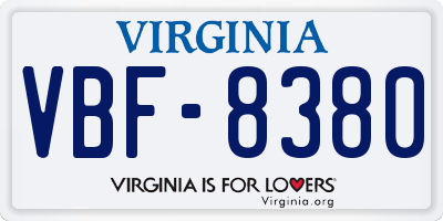 VA license plate VBF8380