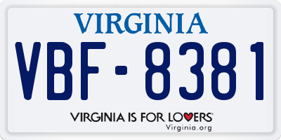 VA license plate VBF8381