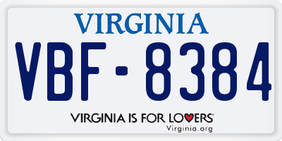 VA license plate VBF8384