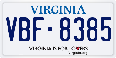 VA license plate VBF8385