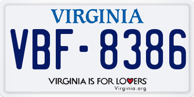 VA license plate VBF8386
