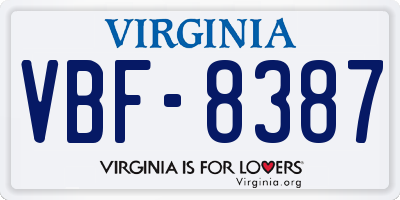 VA license plate VBF8387