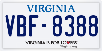 VA license plate VBF8388