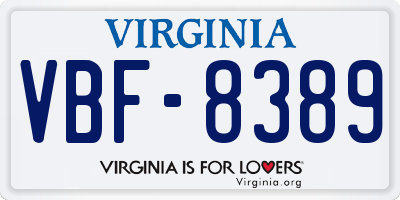 VA license plate VBF8389