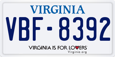 VA license plate VBF8392