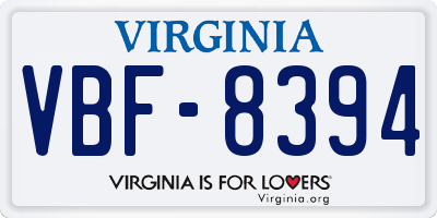 VA license plate VBF8394