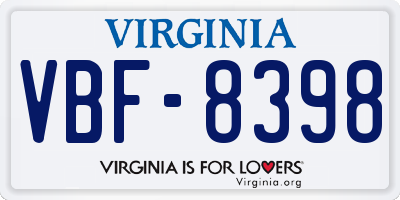 VA license plate VBF8398