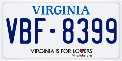 VA license plate VBF8399