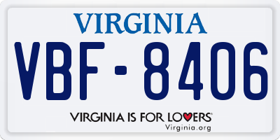 VA license plate VBF8406