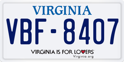 VA license plate VBF8407