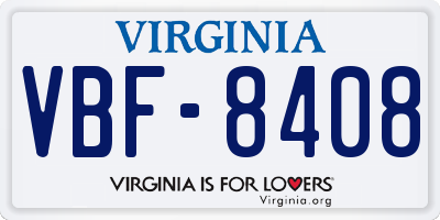 VA license plate VBF8408