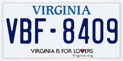 VA license plate VBF8409