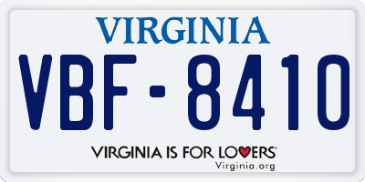 VA license plate VBF8410