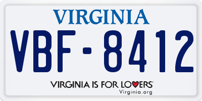 VA license plate VBF8412