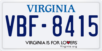 VA license plate VBF8415