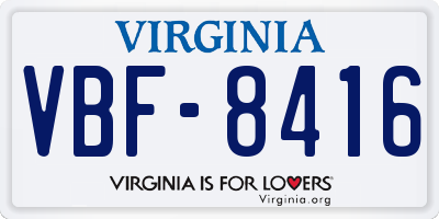 VA license plate VBF8416